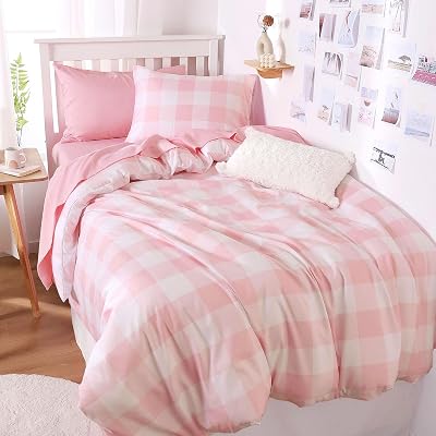 Pink Gingham Comforter Set