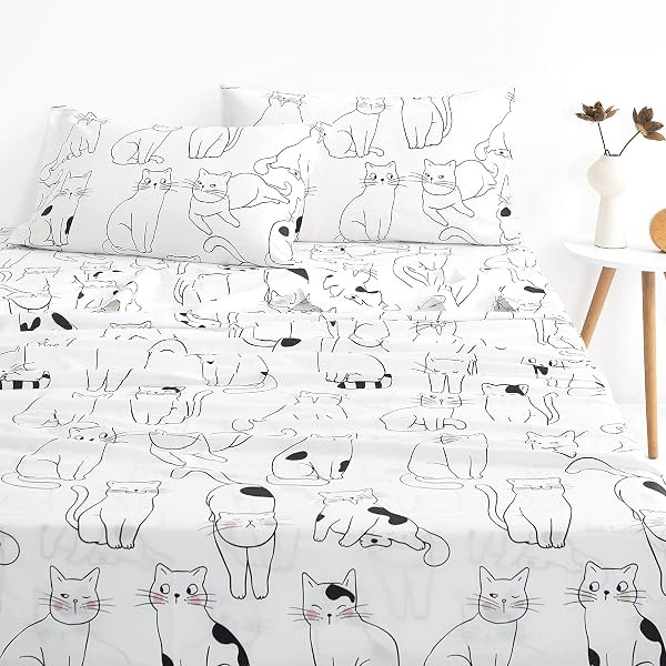 Wake In Cloud Cats Cotton Sheet Set