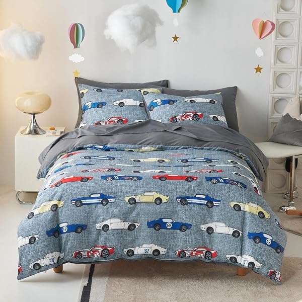 Wake In Cloud Race Car Kids Bedding Set (5-Piece)