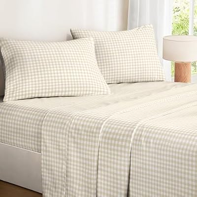 Beige Gingham Deep Pocket Sheet Set - view 2