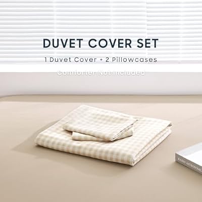 Beige Gingham Duvet Cover Set - view 2