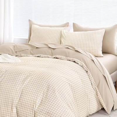 Beige Gingham Duvet Cover Set - view 3