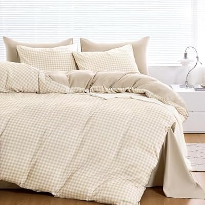 Beige Gingham Duvet Cover Set - view 4