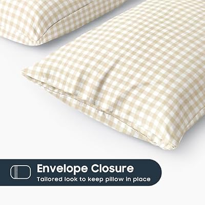 Beige Gingham King Pillowcases - view 3