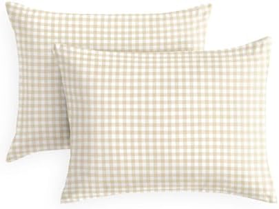 Wake In Cloud Beige Gingham King Pillowcases
