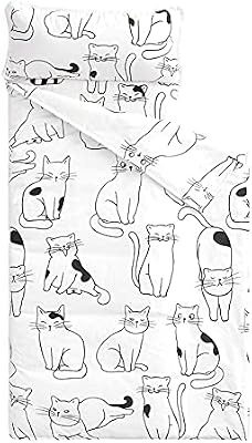 Black White Cats Toddler Nap Mat