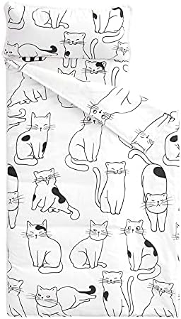 Wake In Cloud Black White Cats Toddler Nap Mat