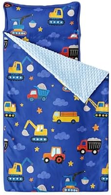 Blue Excavator Minky Nap Mat