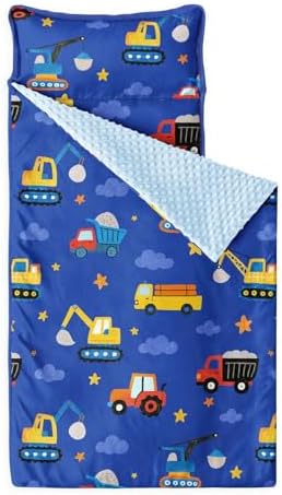 Wake In Cloud Blue Excavator Minky Nap Mat
