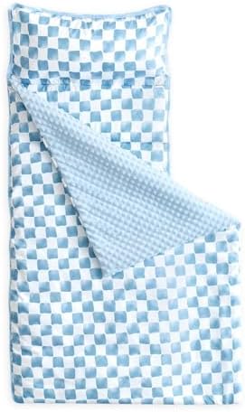 Wake In Cloud Blue Gingham Minky Nap Mat