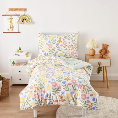 Wake In Cloud Botanical Deer Toddler Bedding Set