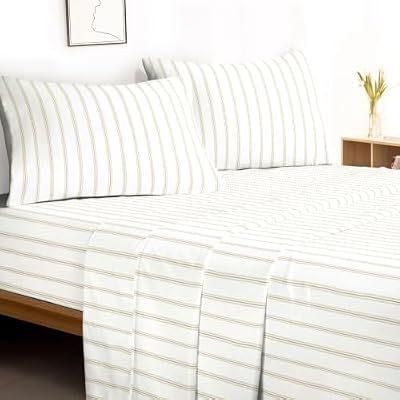 Brown Ticking Stripe Cotton Sheet Set - view 2