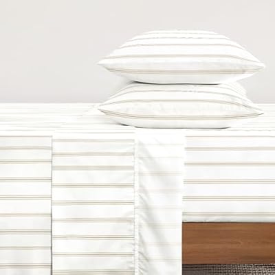 Brown Ticking Stripe Cotton Sheet Set - view 3