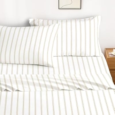 Brown Ticking Stripe Cotton Sheet Set - view 4