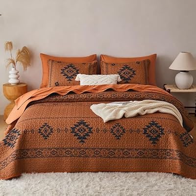 Burnt Orange Southwestern Quilt Set