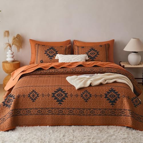 Wake In Cloud Burnt Orange Southwestern Quilt Set