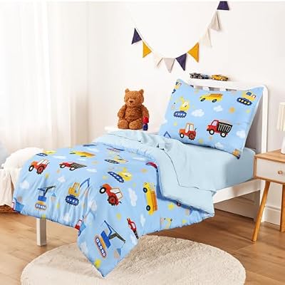 Cartoon Excavator Truck Toddler Bedding Set - view 2