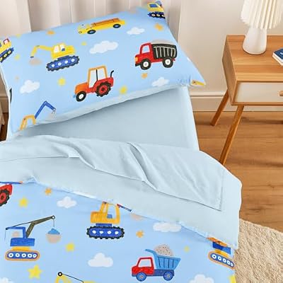 Cartoon Excavator Truck Toddler Bedding Set - view 3