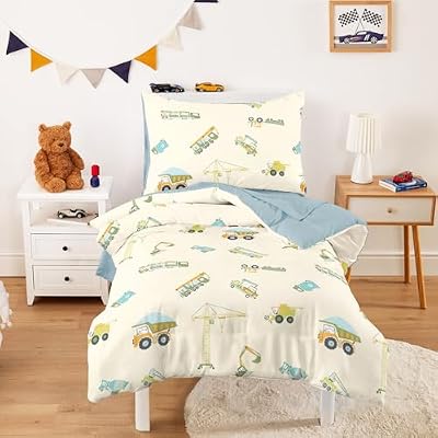 Cotton Construction Vehicle Toddler Bedding Set