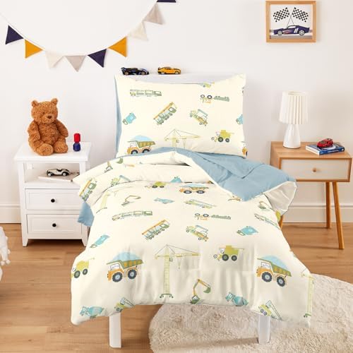 Wake In Cloud Cotton Construction Vehicle Toddler Bedding Set
