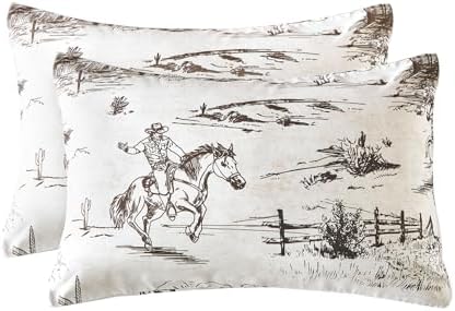 Wake In Cloud Cowboy Horse Pillowcases (Set of 2)