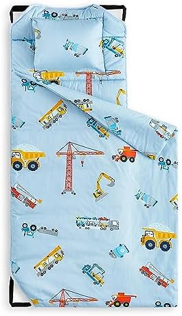 Wake In Cloud Cranes and Trucks Cot Nap Mat