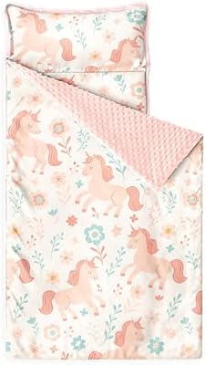 Cream Unicorn Floral Minky Nap Mat