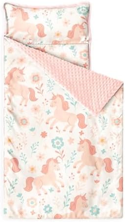 Wake In Cloud Cream Unicorn Floral Minky Nap Mat