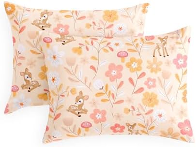 Wake In Cloud Deer and Wildflower Pillowcases (Set of 2)