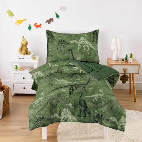 Wake In Cloud Dino Fossil Toddler Bedding Set (4-Piece)