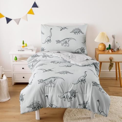 Wake In Cloud Dino Sketch Toddler Bedding Set (4-Piece)