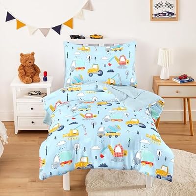 Excavator and Tractor Toddler Bedding Set