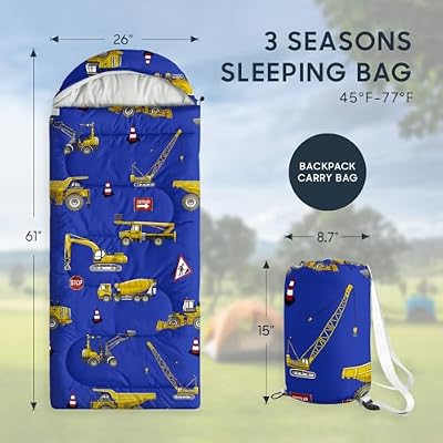 Excavator Blue Kids Sleeping Bag - view 2