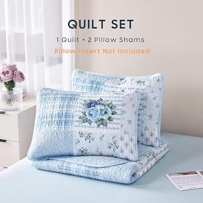 Flower Plaid Patchwork Quilt Set - view 3