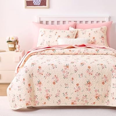 Flower Polka Dot Cotton Quilt Set