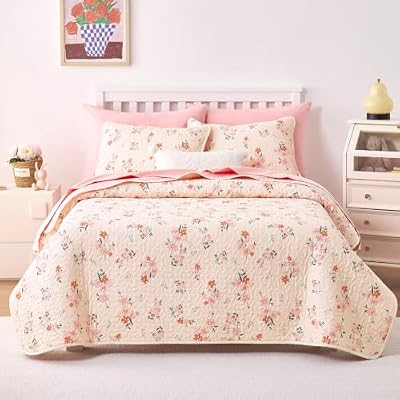 Flower Polka Dot Cotton Quilt Set - view 3