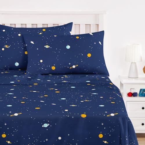 Wake In Cloud Galaxy Rocket Cotton Sheet Set