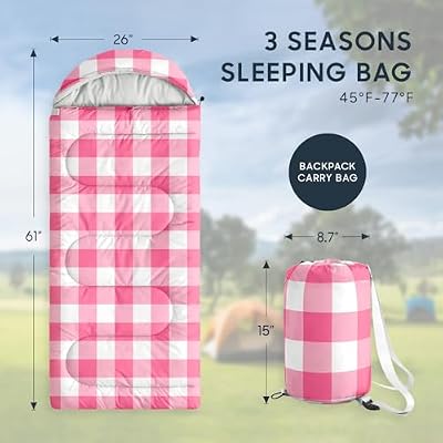 Gingham Plaid Kids Sleeping Bag - view 2