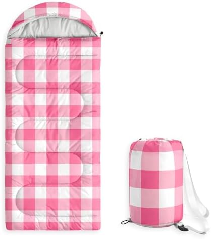 Wake In Cloud Gingham Plaid Kids Sleeping Bag