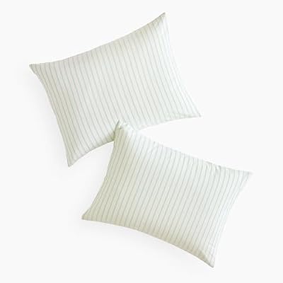 Green Ticking Stripe Washed Cotton Pillowcases - view 2