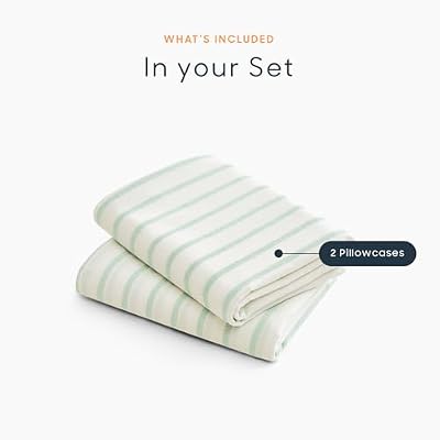 Green Ticking Stripe Washed Cotton Pillowcases - view 4