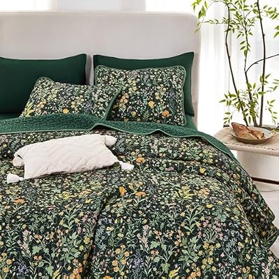 Green Wildflower Quilt Set