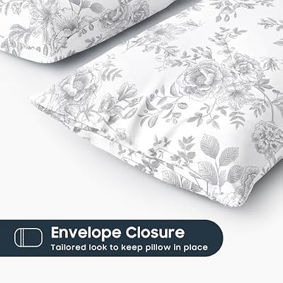 Grey Vintage Flower Pillowcases - view 3