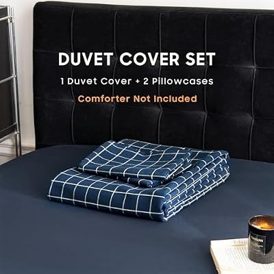 Grid Plaid Cotton Duvet Cover Set - view 2