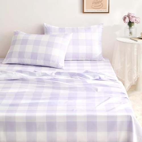 Wake In Cloud Lilac Gingham Sheet Set