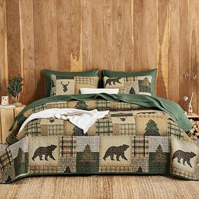 Lodge Bear and Deer Quilt Set