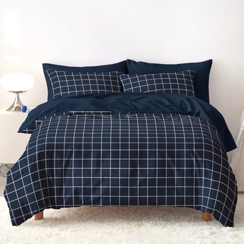 Wake In Cloud Modern Grid Kids Bedding Set (5-Piece)