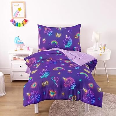Neon Unicorn Toddler Bedding Set