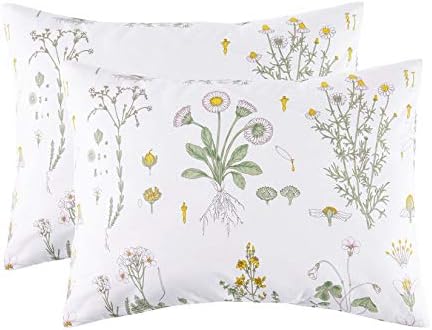 Wake In Cloud Neutral Botanical Pillowcases (Set of 2)