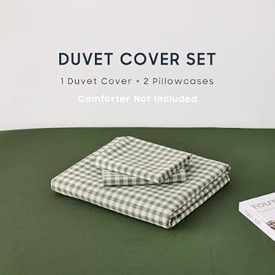 Olive Gingham Cotton Duvet Cover - view 2